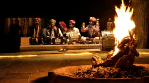 Gallery - Damodra Desert Camp 9 bonfire and local folk rajasthani music at damodra desert camp