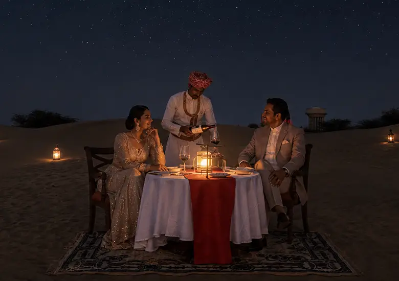 Dinner on Dunes in Jaisalmer 1 desert dining on dunes in jaisalmer damodra desert camp