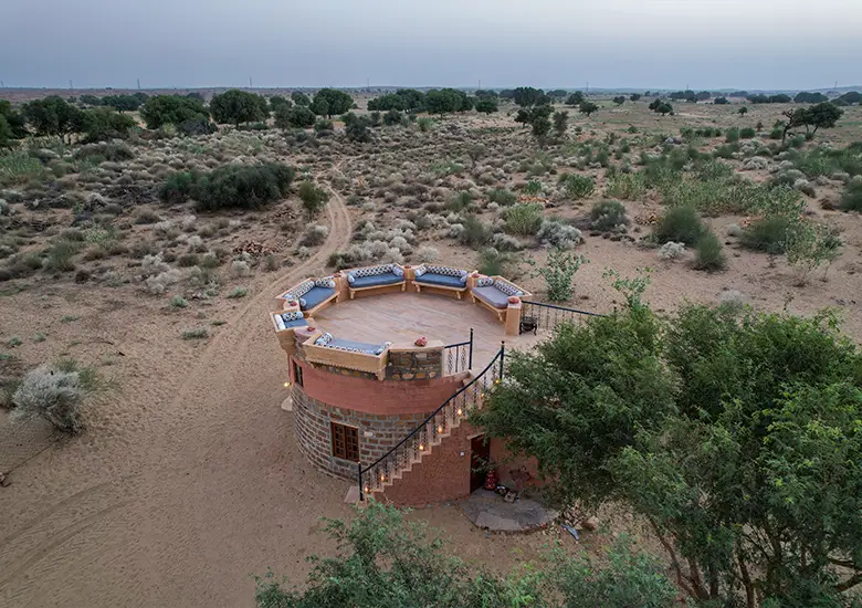 luxury cottage damodra desert camp exterior and rooftop sitting