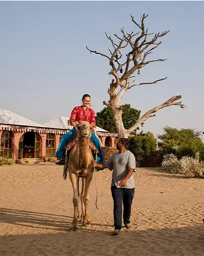 camel ride at damodra desert camp